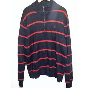 Polo Ralph Lauren 1/4 Zip Sweater Pullover Striped Blue Red Men’s XL Shacket